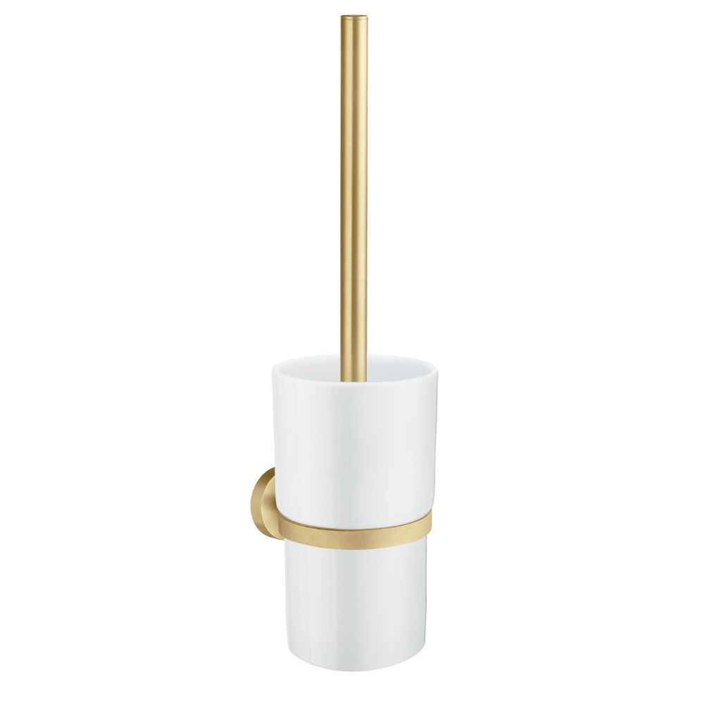 Smedbo HV333P Home Toilet Brush With Porcelain & Brushed Brass